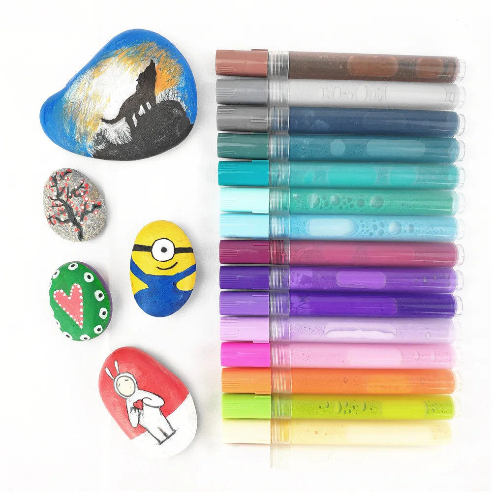 Customized DIY Canvas Wood Glass Fabric Metal Plastic 12 colors Acrylic Paint Pens Paint Markers