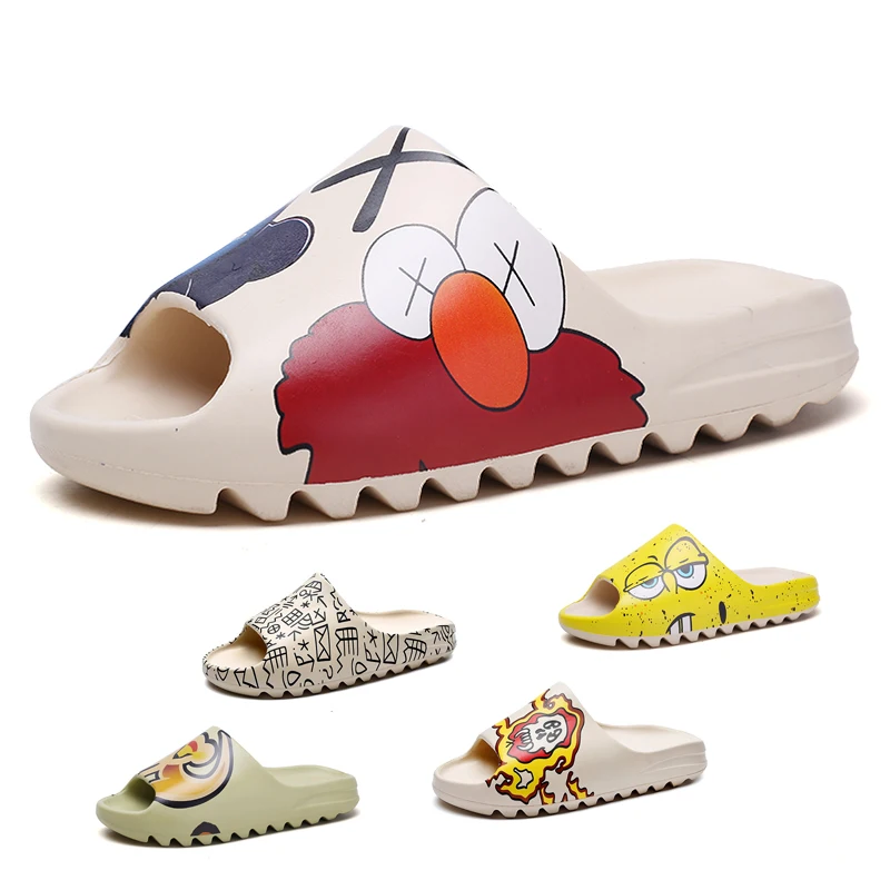 custom Women Graffiti Platform Fish Mouth Flip Flops Men Beach Slides Soft Non-Slip Cute Cartoon kids Sandals