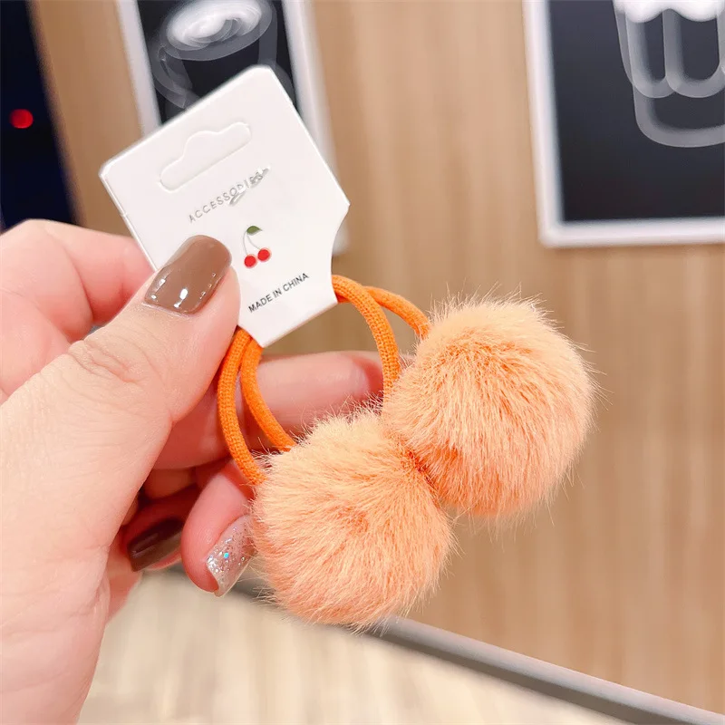 IFOND Colorful Pom Pom Balls Hair Ties Cute Elastic Rubber Bands Traceless Soft Hair Ring Hair Rope Accessories