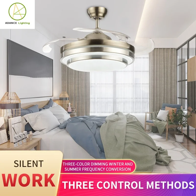 Advance Lighting High quality36in 25W led chandeliers electronics bladeless decorative ceiling fan with tri-color light