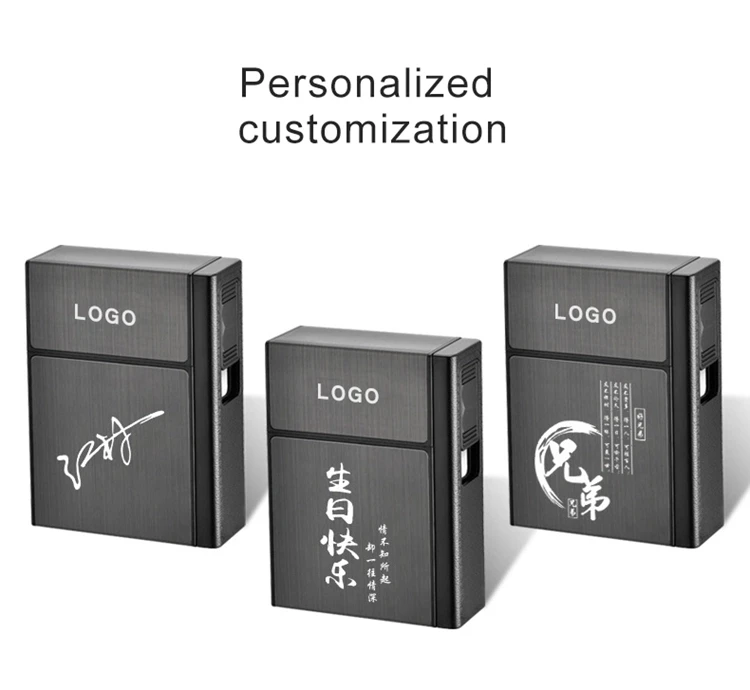 Custom OEM Cigarette Case with Built-in USB Lighter 2-in-1 Rechargeable Cigarette holder Box smoking Lighter