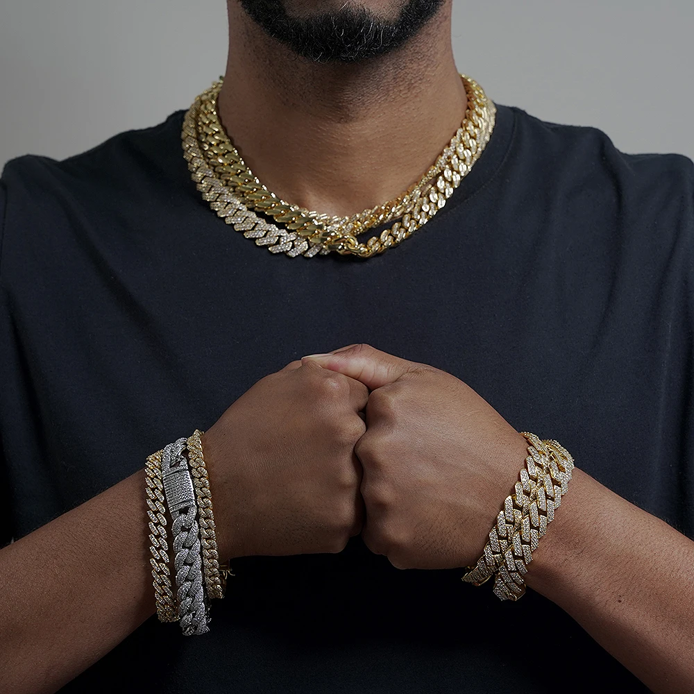 European and American popular hip-hop style luxury bracelet 18k gold-plated zircon bracelet