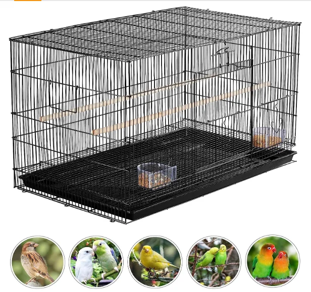 Flight Bird Cage Iron Flight Parrot Cage for Small Parrots Parakeets Cockatiels Budgies Conures Quaker Parrot