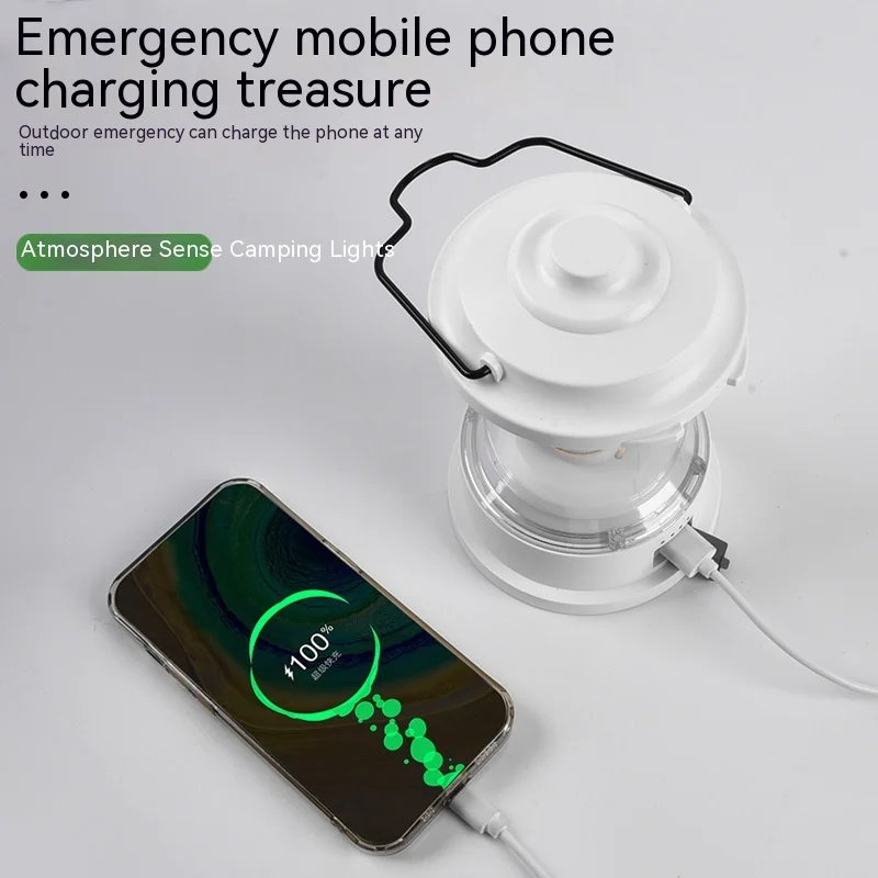 2024 Waterproof New Portable Camping Light Stepless Dimming Outdoor Camping Lamp Type-C Charging Camping Lighting