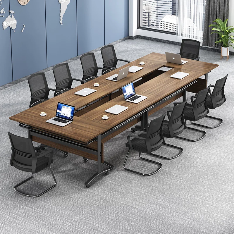 Folding Training Table and Chair Combination Conference Table Double Tutoring Class Study Desk Long Table Office Movable Desk