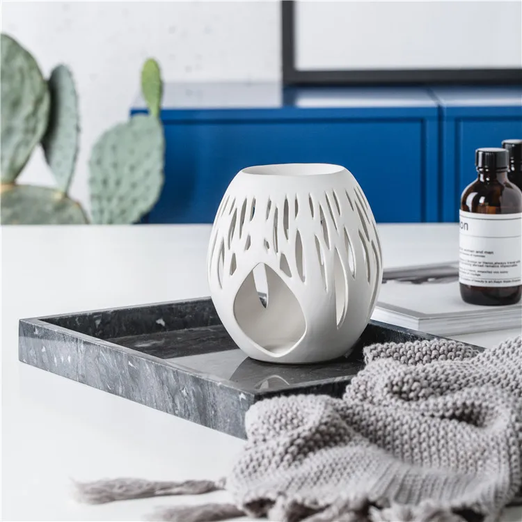 Wholesale custom logo matte wedding decor church ceramic essential incense oil burner for tealight candles