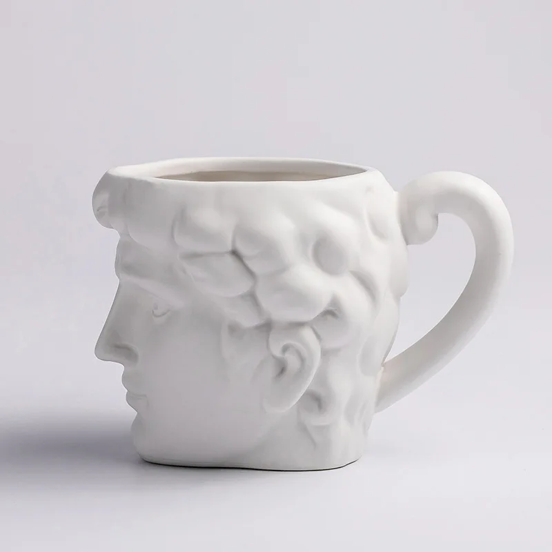 Large-capacity Ancient Greek Apollo Sculpture Office Personalized Coffee Desktop Decoration Cups Ceramic David Head mug 3d mugs