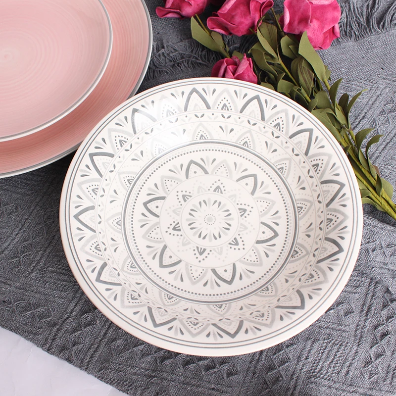 Restaurant white tableware set ceramic dinnerware set porcelain plates cup with saucer set