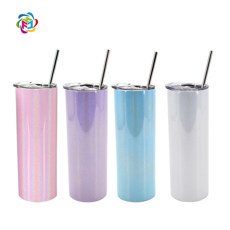New 20oz Sublimation Blank Glitter  Tumbler Cups in Bulk With Transparent Lid