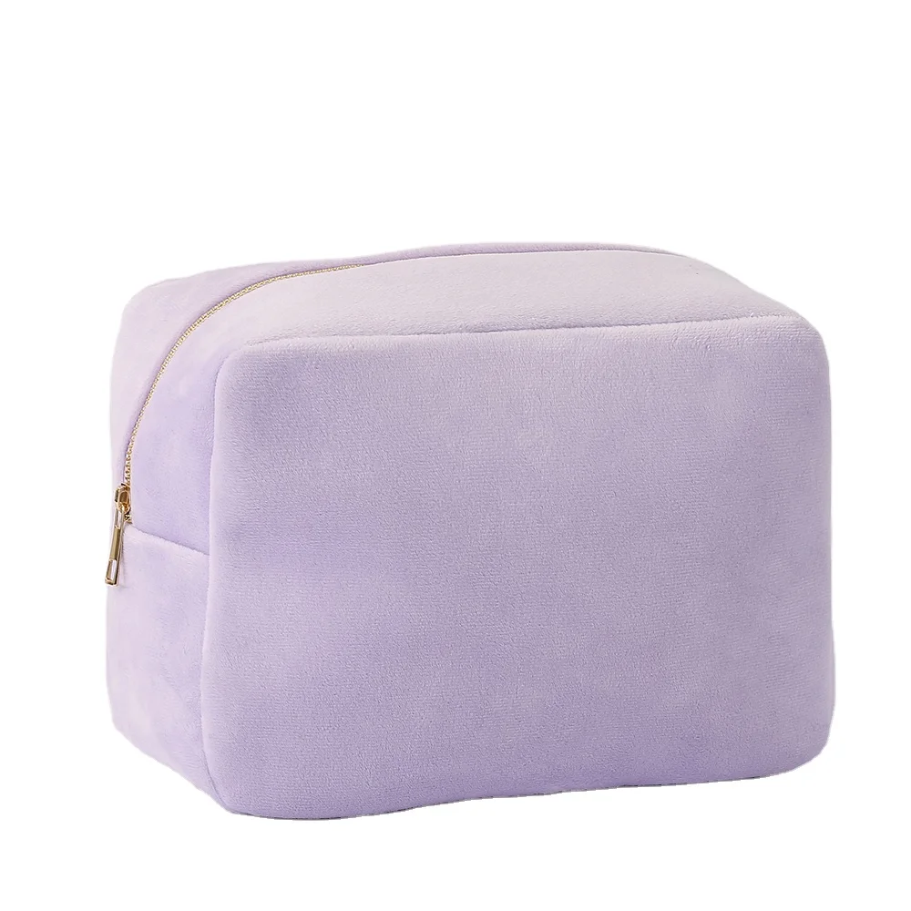 Low MOQ Fast Shipping Factory Wholesale Personalized Lavender Velvet Toiletry Set Cosmetic Pouch Makeup Bag Card Holder Wallet