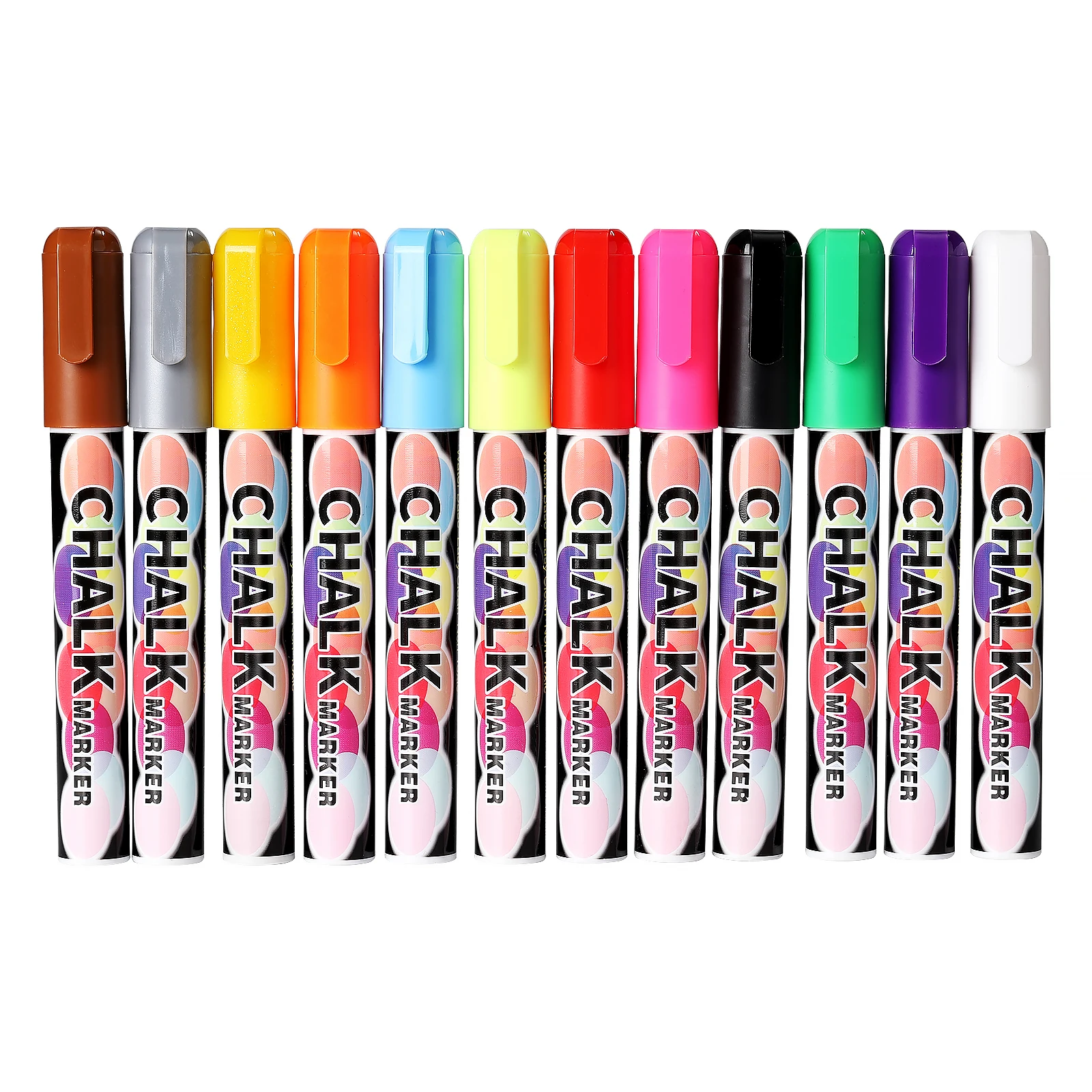 6mm Eco-Friendly Non-Toxic Liquid Chalk Markers - 12 Vibrant Colors, Erasable Pens for Classroom and Outdoor Use