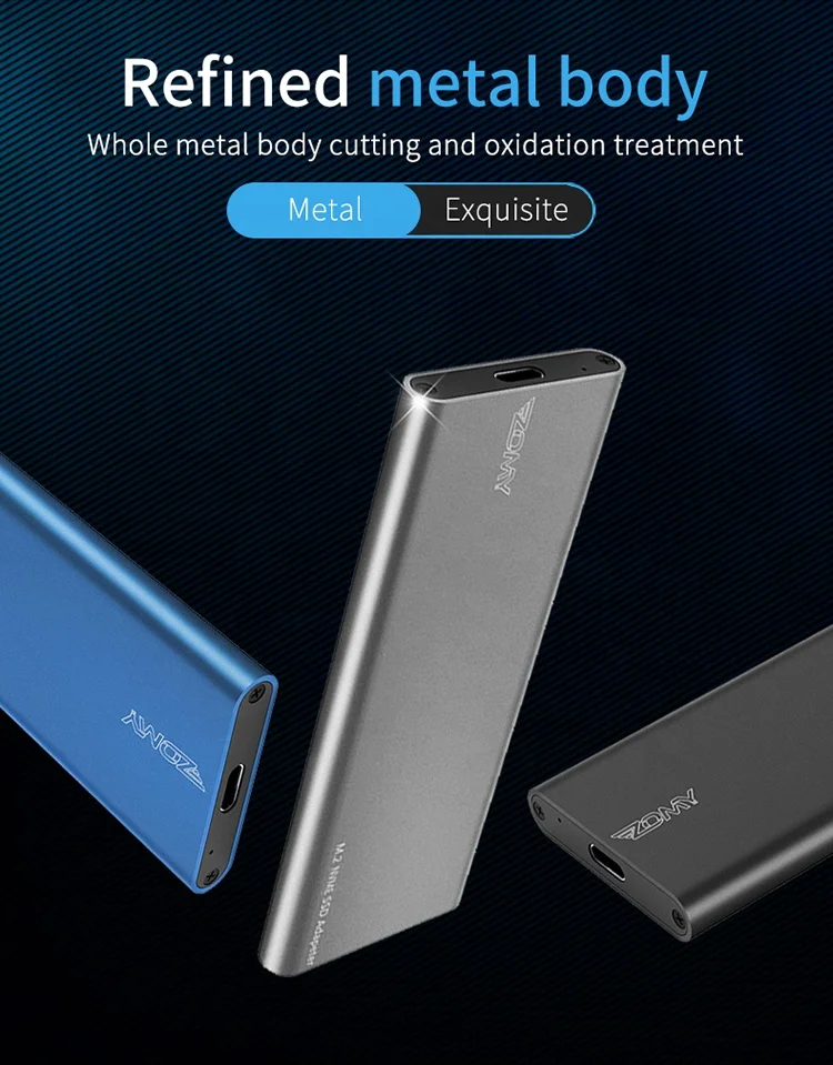 High transfer speed NVME ssd adapter M.2 NGFF to USB 3.1 SSD enclosure