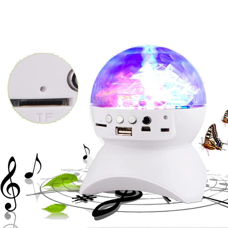Wireless control with audio function 360 degree rotation charging mini home party stage lights crystal magic ball