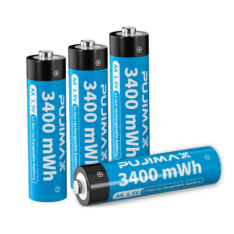 PUJIMAX High quality 1pcs li ion battery 1.5 volts aa lithium-ion battery 3400mwh rechargeable 2a batteries with led indicator