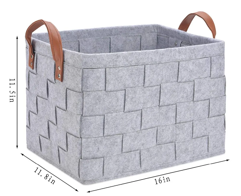Felt laundry basket, Cross Pattern Felt Storage Basket Nursery Storage Bin Toys