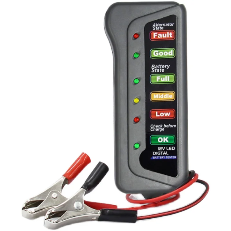 12V Portable Car Motorcycle Tester Fault Detector Battery Tester Digital Alternator Car Diagnostic Tool Auto Repair