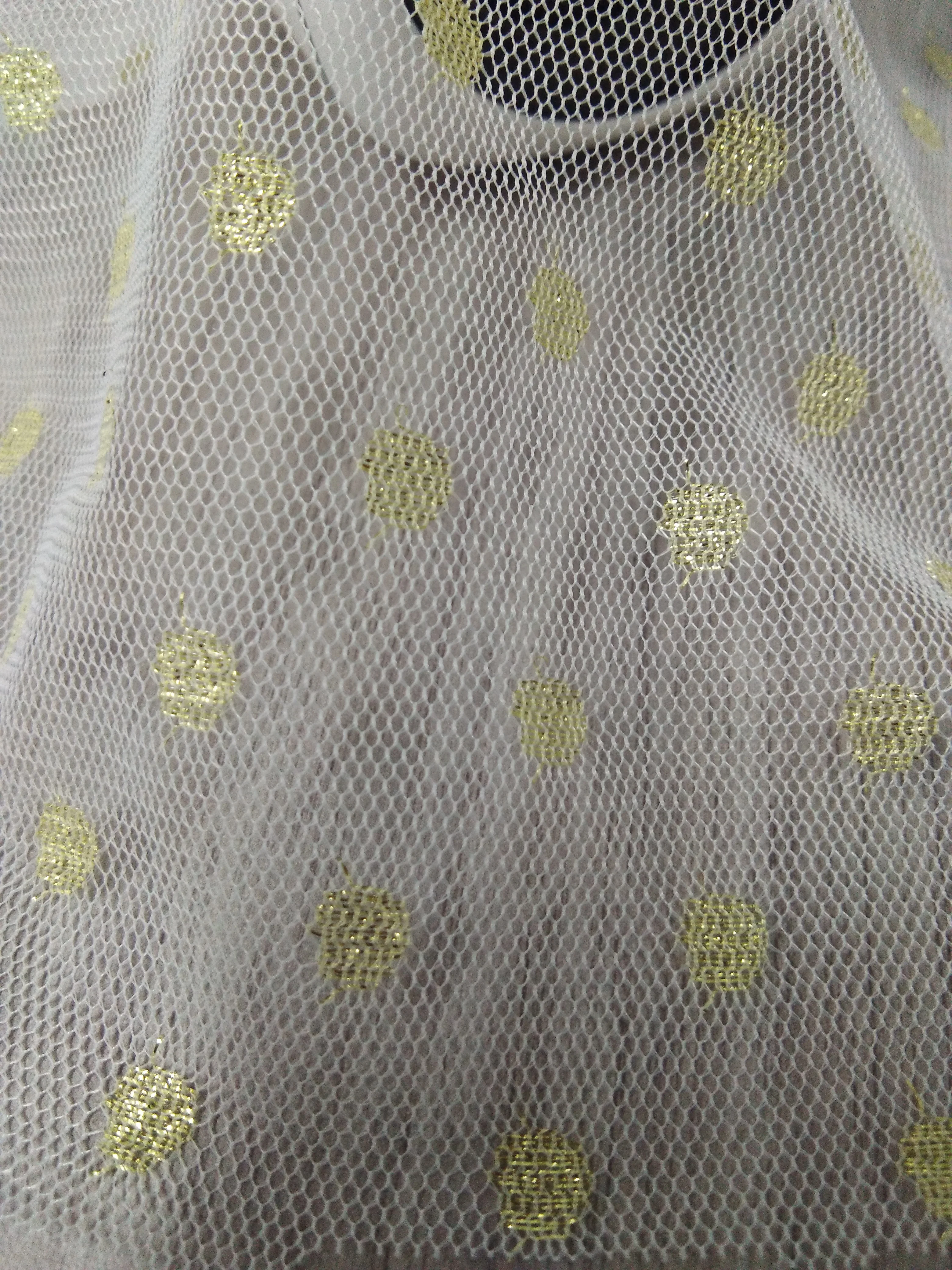 
Shiny Gold Thread Embroidery Tulle Polyester Nylon Spandex Fabric for Dress Mosquito Net 