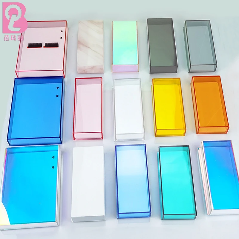 Beiqili Custom Logo Colorful Acrylic Lash Tile Plate With Cover Eyelash Holder Organizer Storage Box For Lash Eyelash Extension