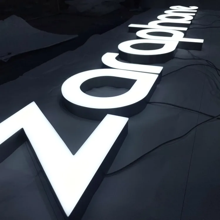 Customized Phone Shop Sign Led Metal Stainless Steel Frontlit Channel Sign Exterior Business Logo Store Light Up Outdoor Sign