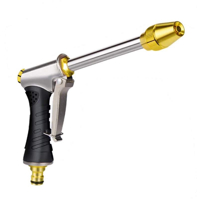 Water Hose Nozzle Long Rod Garden Heavy Duty Metal Brass Sprayer 360 Rotating Spray Gun for Car Wash Plants