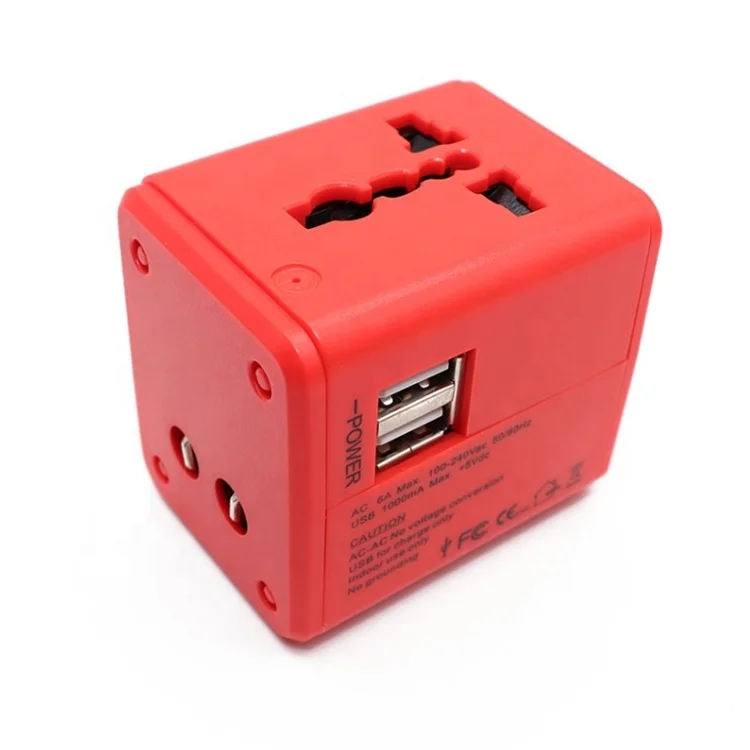 Universal Travel Adapter Electric Plugs Sockets Converter US AU UK EU with Dual USB Charging 2.1A Electrical Power Plug European
