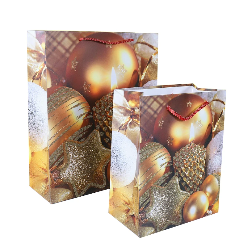 Kairui Boutique Shiny-gold-dust Custom Christmas Gold Paper Treat Gift Bag Luxury For Jewelry