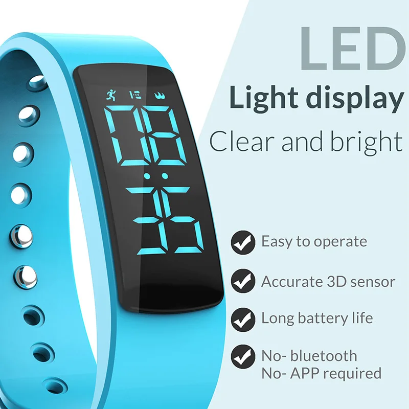 Waterproof Swimming Fitness Smart Bracelet Sports Distance Digital Pedometer Calorie Virtual Led clock Wrist