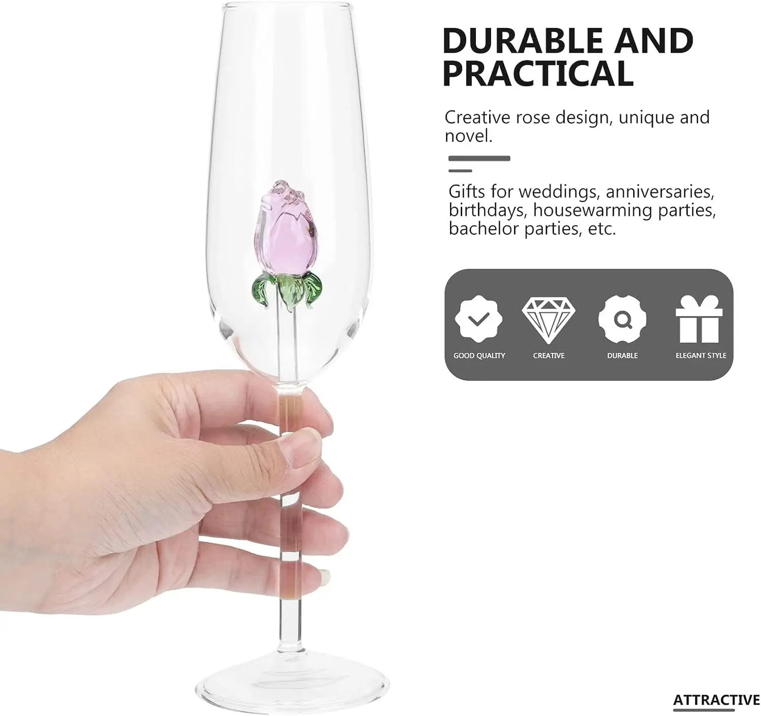 Wholesale Rose Wine Glass Goblet Cocktail Glasses Crystal Champagne Flutes Red Wine Glass for Wedding Birthday Christmas Gift