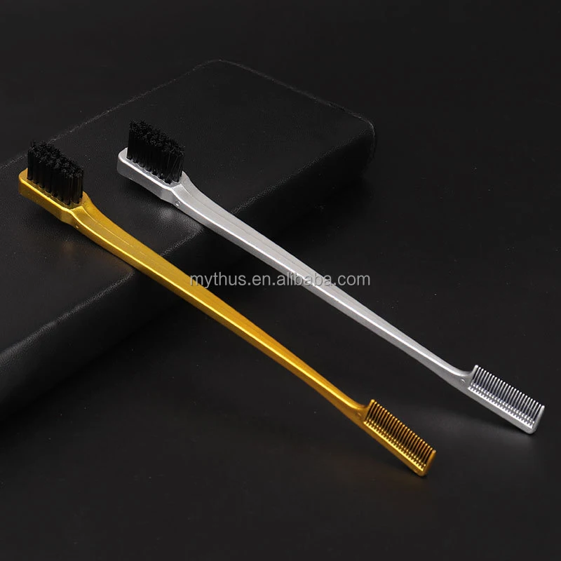 Three Double Sided Gold Edge Brush New 3 In 1 Edge Control Brush Hair Comb Eyebrow Brush Smooth Comb Bulk Wholesale For Curly