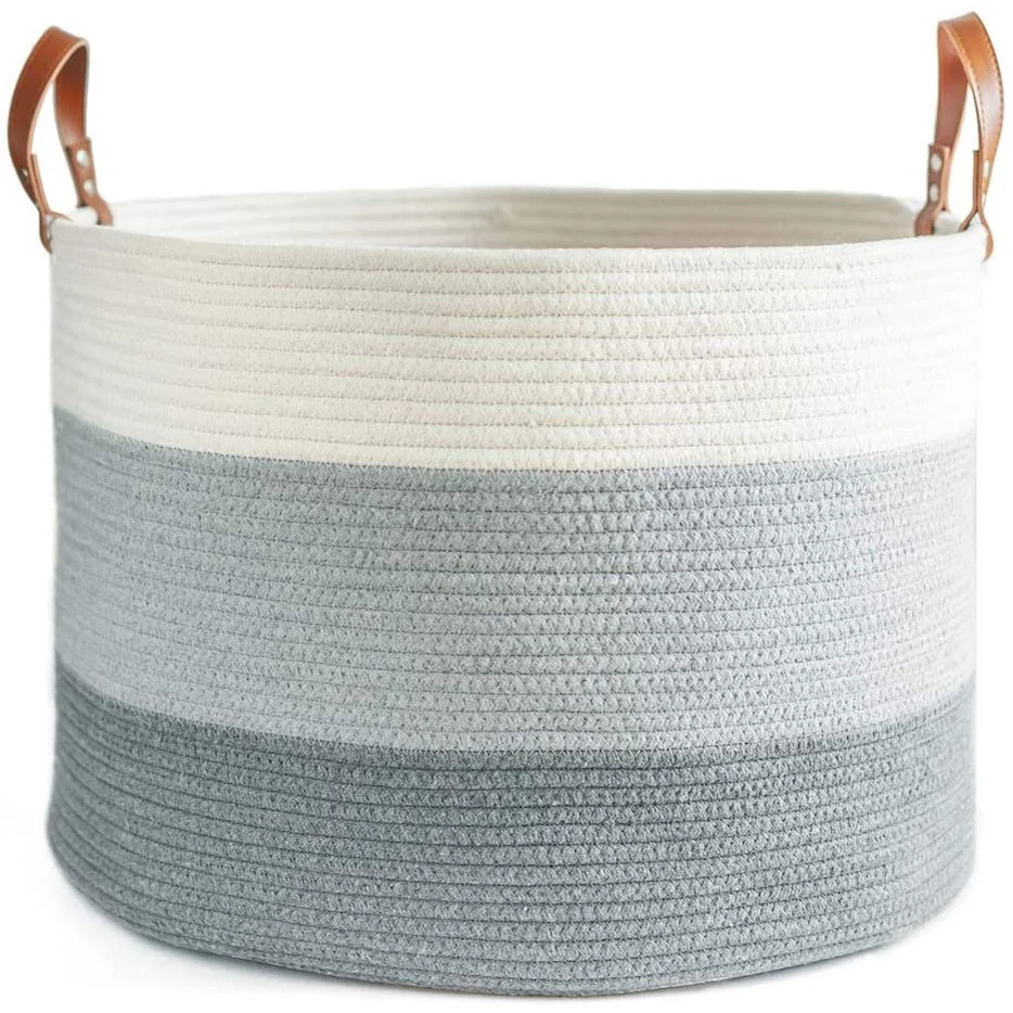 TB-A009 storage basket toys woven basket with handle crochet hand weave woven storage basket