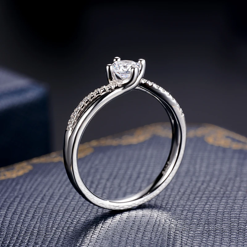 Hot Sale White Gold Filled 925 Sterling Silver Rings With Stones Women Engagement Wedding Ring