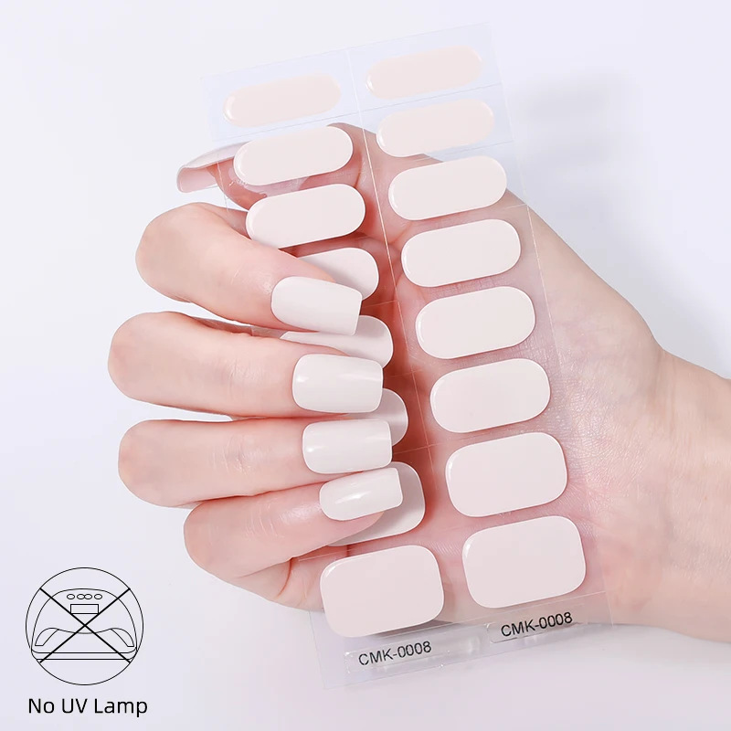 new 16 strips pure color UV lamp free real polish gel nail sticker High quality super strong gel texture