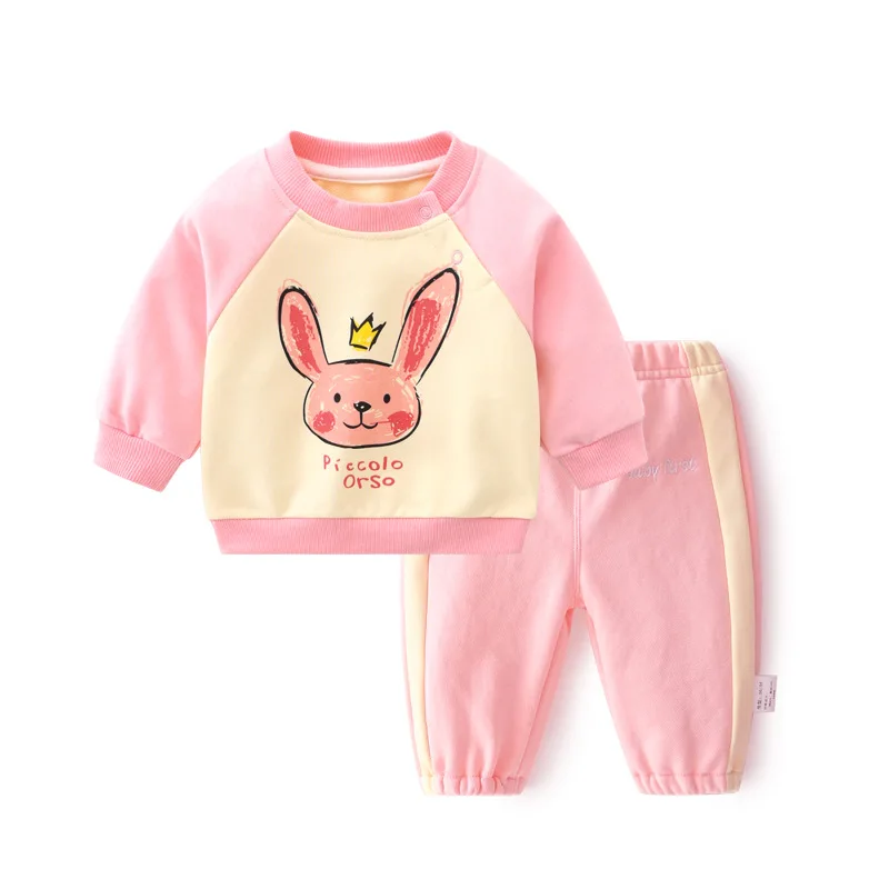 Fall Kids Two Piece Clothing Set Cotton Daily Hoodies Trousers Boys Girls Sweatshirts Clothing Set 2022