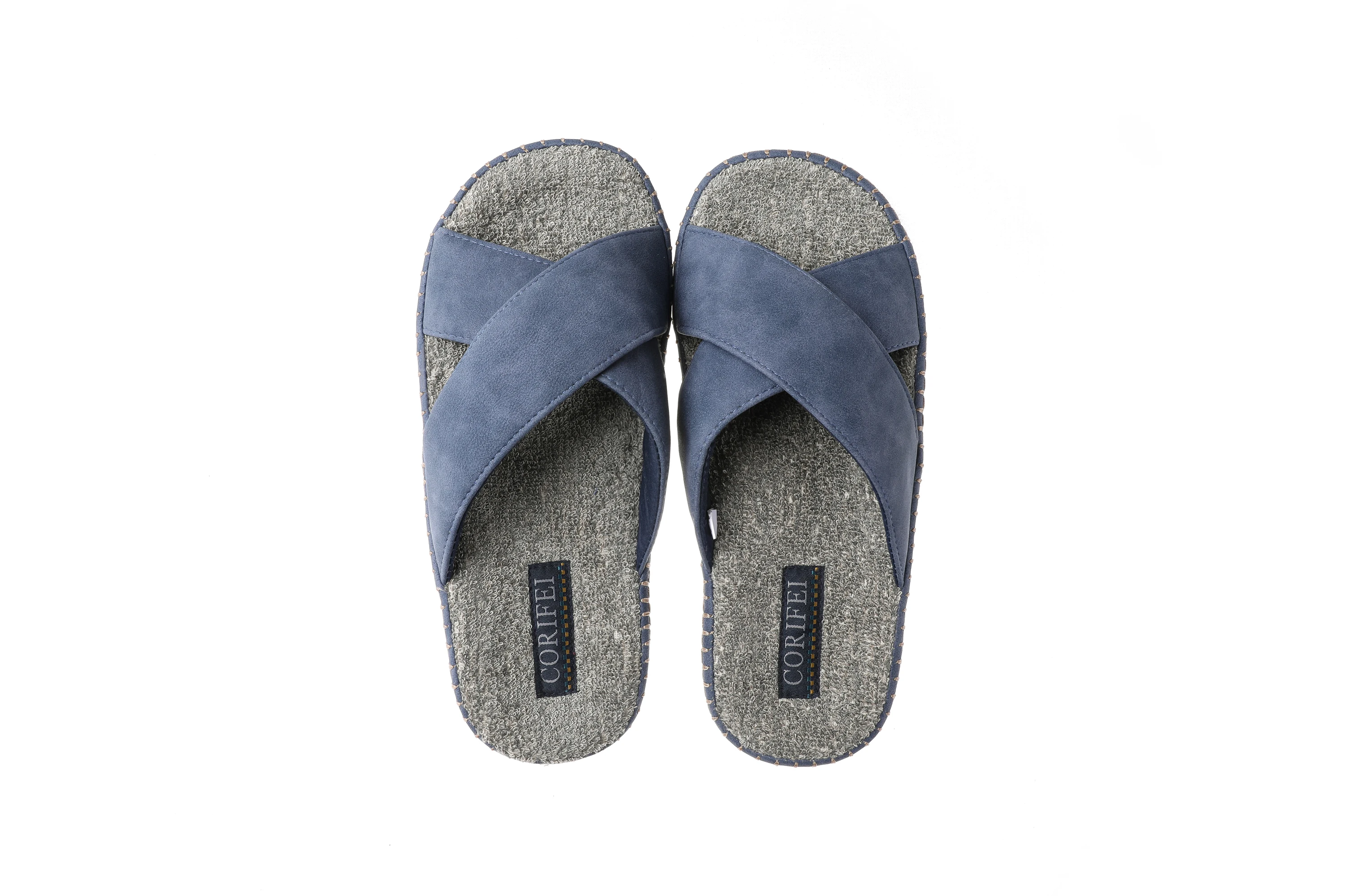 Customize logo Comfortable high quality  Men Casual Cross band Slippers Causal Flats Slippers