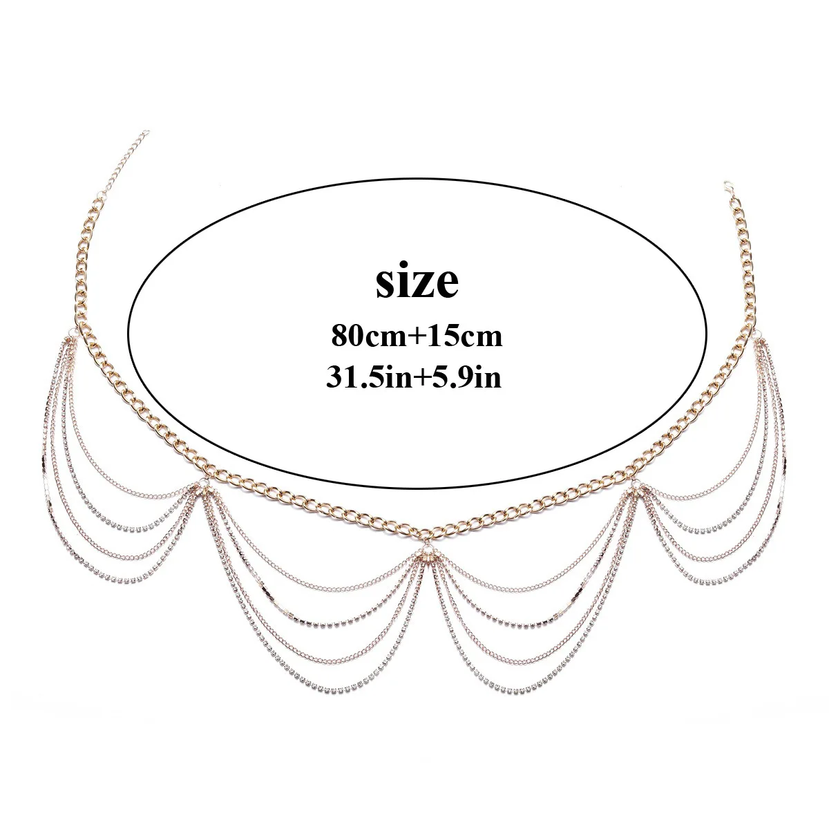 Hot Selling Women Sexy Rhinestone Waist Chain Punk Nightclub Rock Multi-Layer Body Chain