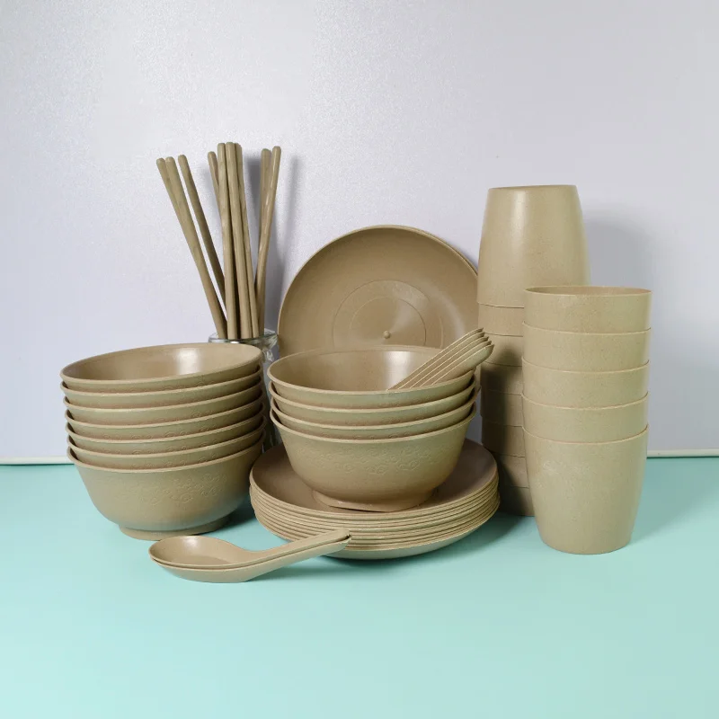 Environmental Protection Rice Husk Tableware DisposableTableware Biodegradable  Tableware Sets