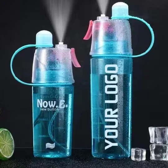 Travel Outdoor Hiking 400ml 600ml Plastic Watering Mister Drinking Spray Water Bottle With Mist