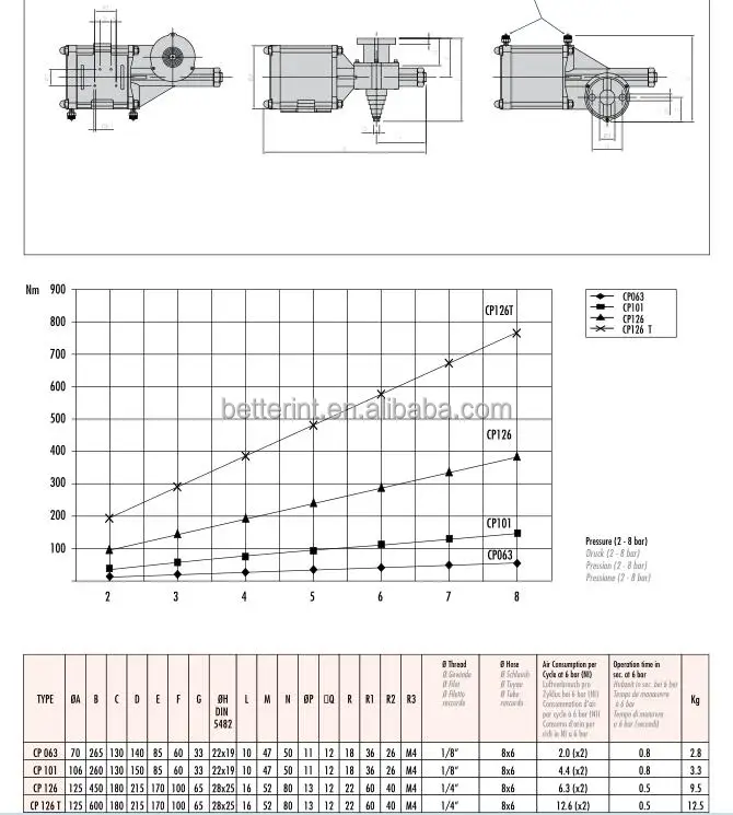 WAM CP101 Piston type Pneumatic Actuators for VFS Butterfly Valve