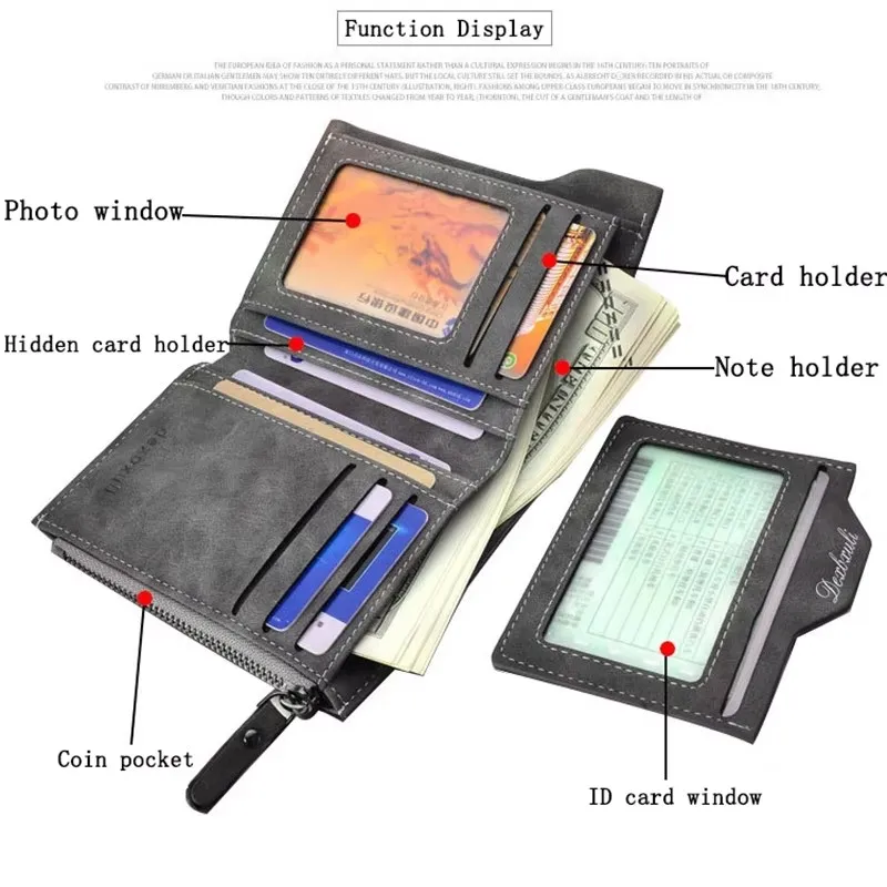 Hot Sales Removable Card Slots Multifunction Business Casual men Purse Cotton Linen Short Coin Pocket Men Zipper Short Wallet