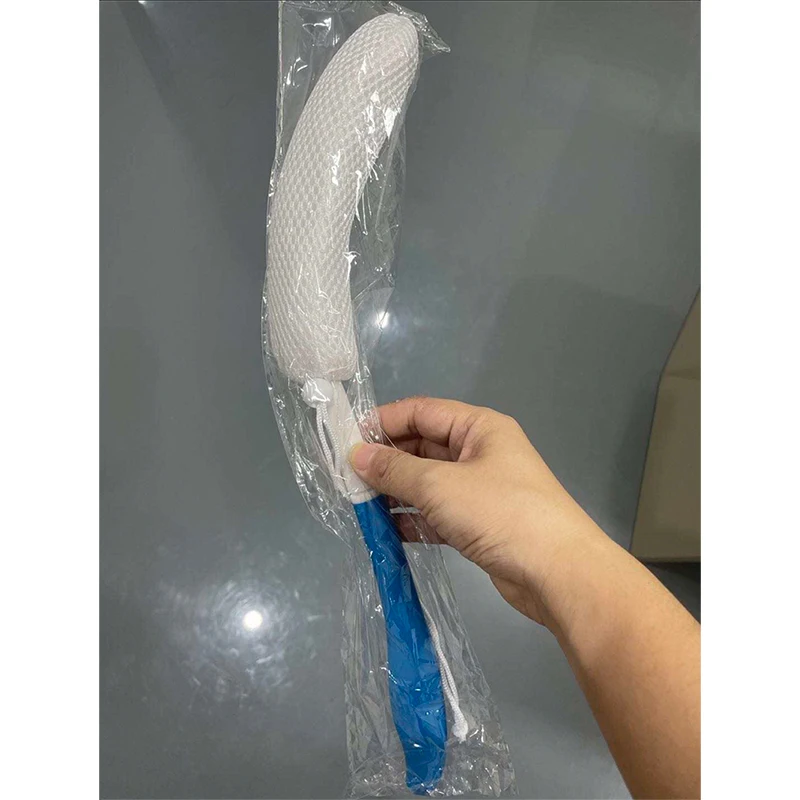 Bath Brush Long Handle Anti-Slip Curved Handle Bath Scrubber Soft Nylon Mesh Back Brush Bath Body Brush supplies