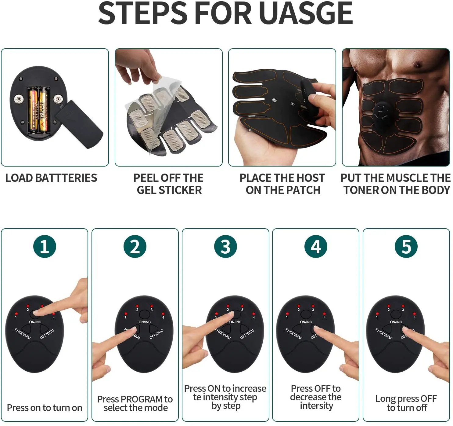 Muscle Toner ABS Stimulator Portable Abdominal Muscle Trainer with Rhythm and Soft Impulse