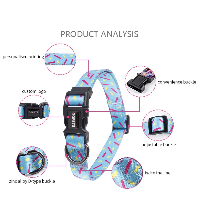 Оптовая продажа, удобный мягкий высококачественный полиэфирный роскошный ошейник для собак на заказ