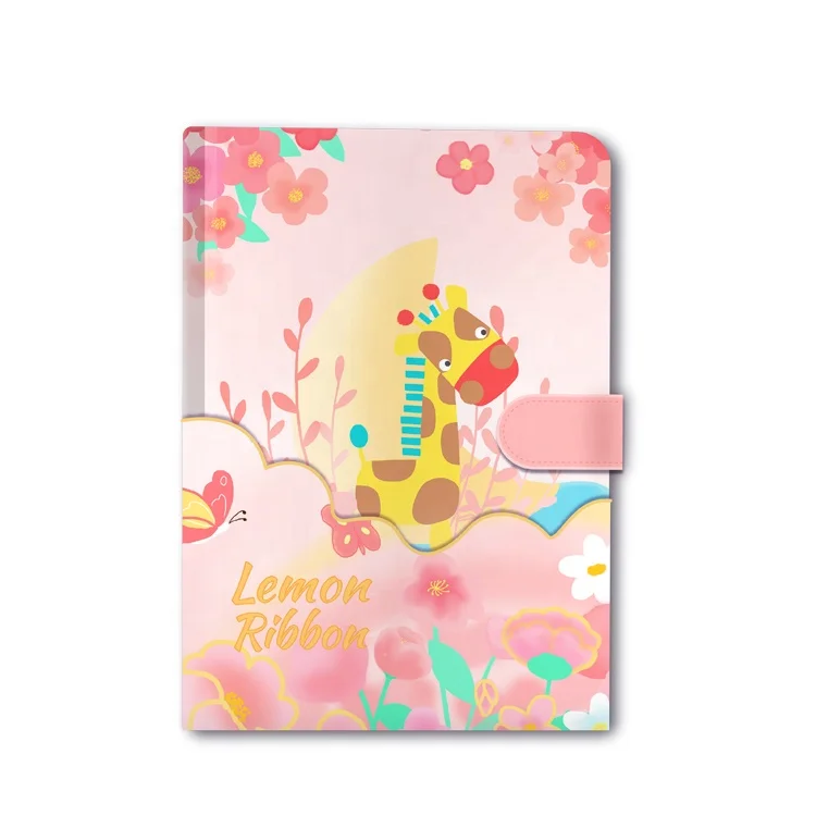Новое поступление высококачественный милый Органайзер из розового полиуретана органайзер для блокнота магнитный замок мультяшный жираф дизайн девочек записная книжка
