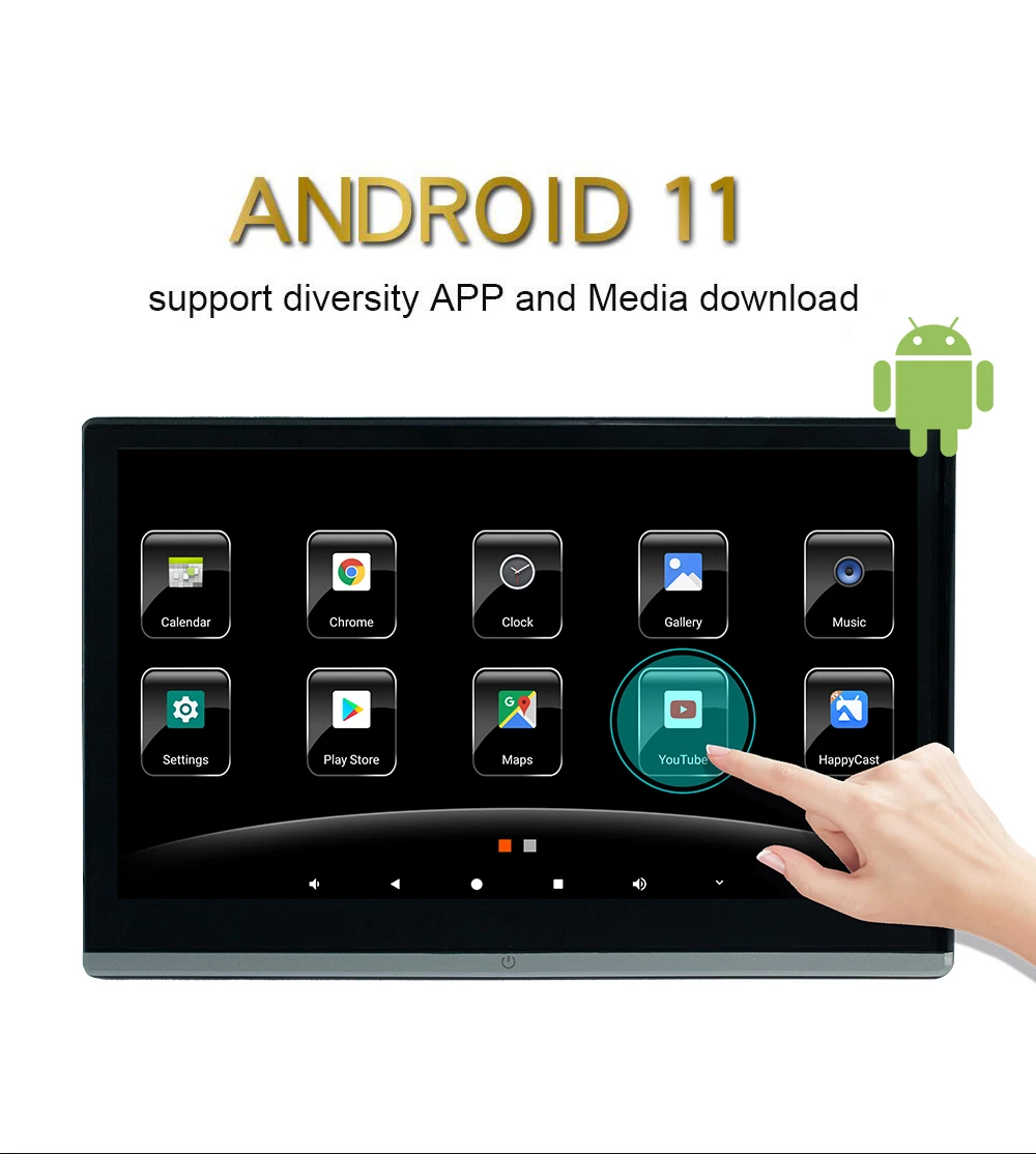 1338A Headrest Monitor 13.3 Android 11 4K Screen Smart TV Car Android Headrest Monitor