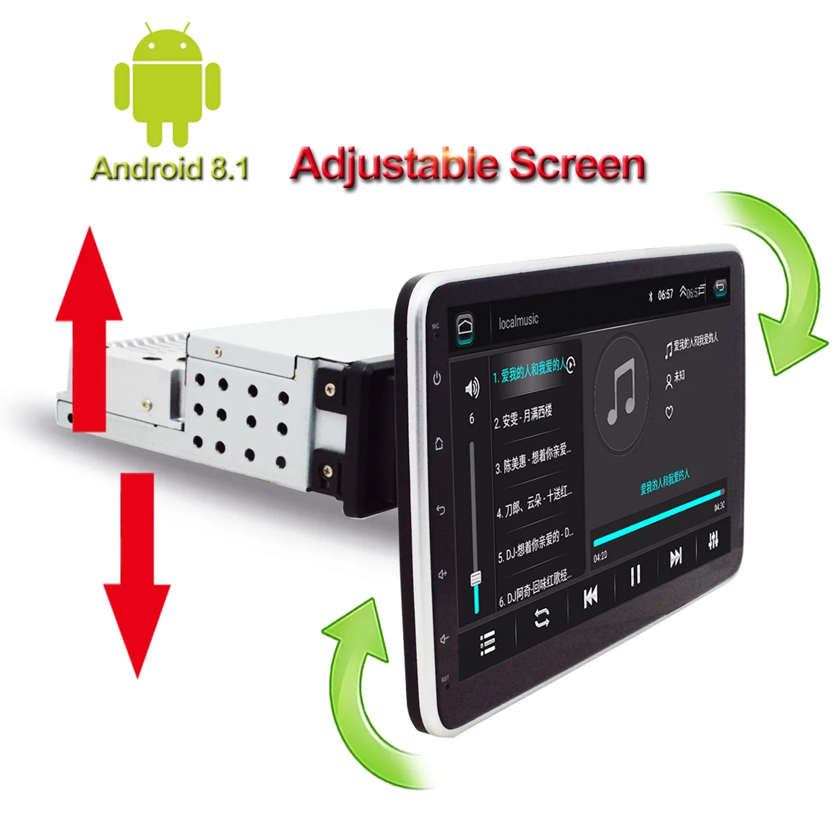 10.1 inch Android 9.1 with Up Down 360 Degree Rotatable Screen 1DIN Car DVD Player  WIFI/3/4G OBD2 GPS Car Multimedia Player