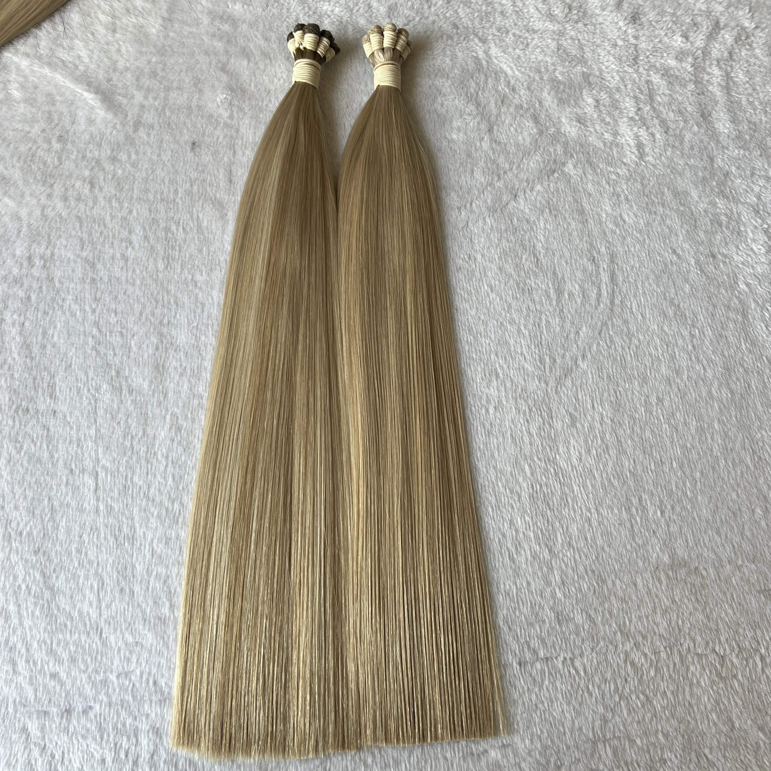 Genius wefts double drawn virgin full cuticle intact human hair Manufacturer Unprocessed Russian hair hand tied weft 2.0 12a