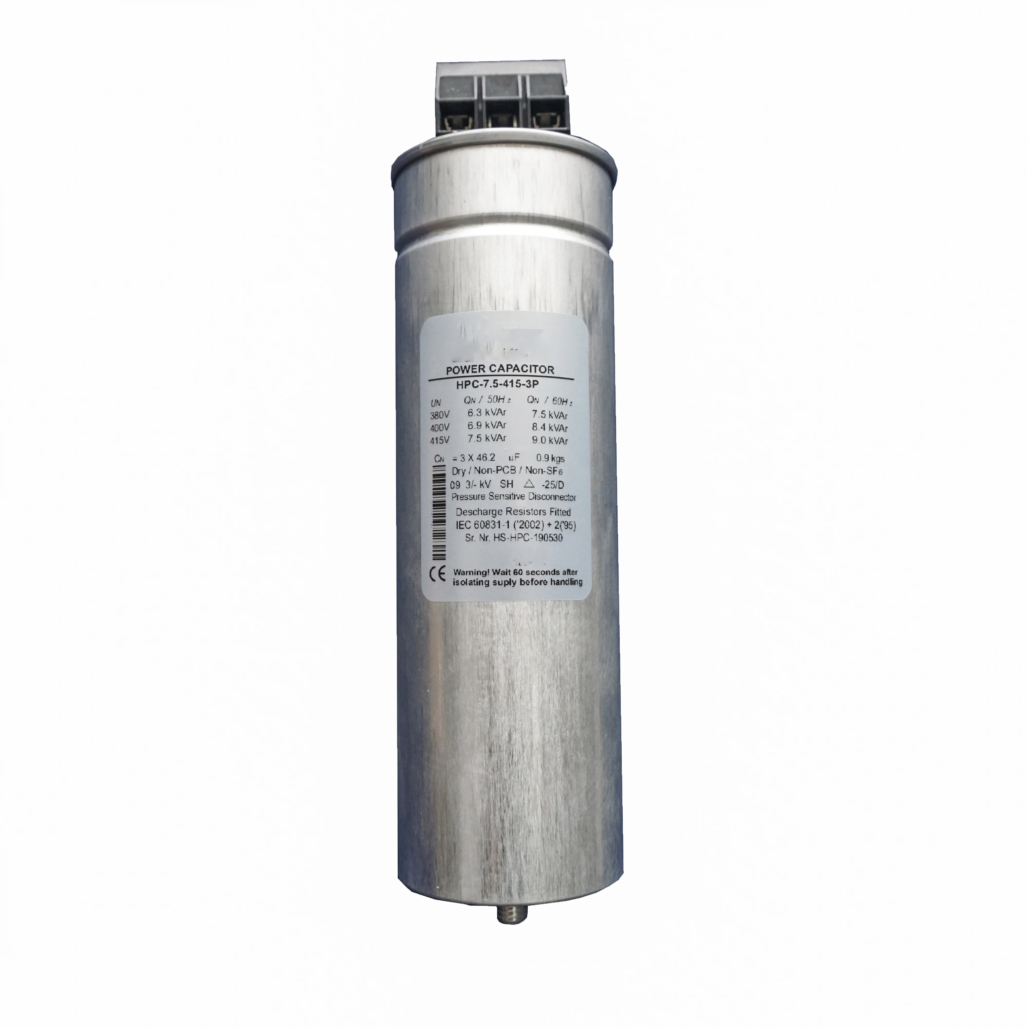 High Quality Full series capacitor 1~30kvar 250/450/480VAC Self Healing Lower Voltage Power Capacitor