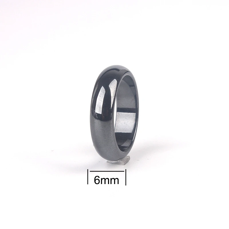 New Arrivals INS Jewelry Black 6mm Magnetic Smooth Hematite Ring For Men