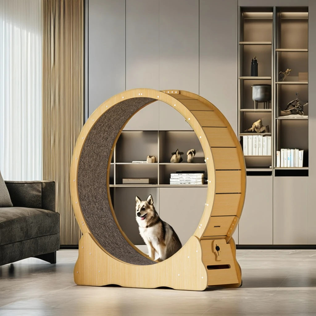 Silent Exercise Running Wheel for Pets Wooden Pet Treadmill with High Fiber Board Cat Climbing Frame Dog and Cat Fitness Toy