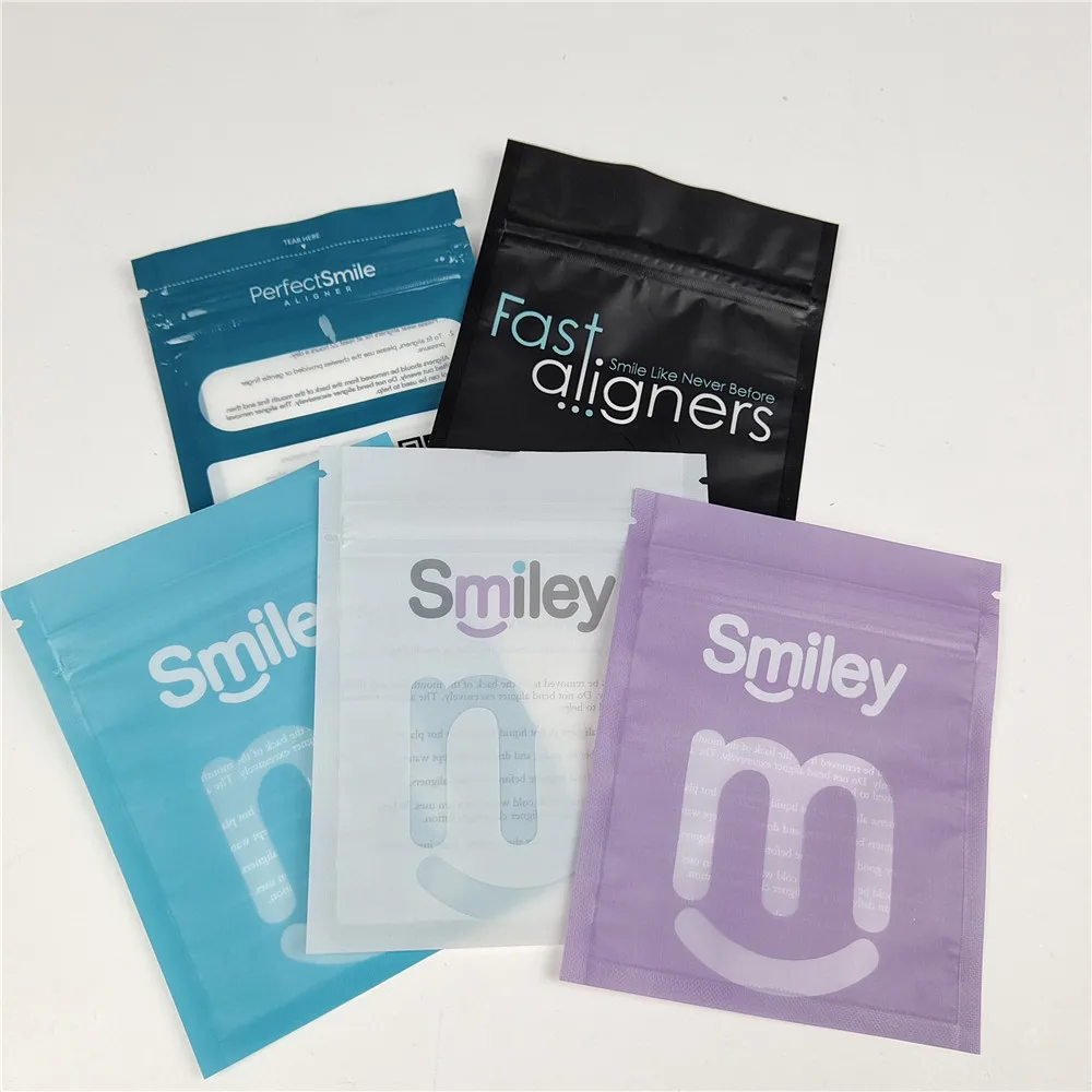 Custom Teeth Aligners Packaging Bags Three Side Seal Zip lock Reusable Aligner Packaging Zipper Sachet Aligner bag